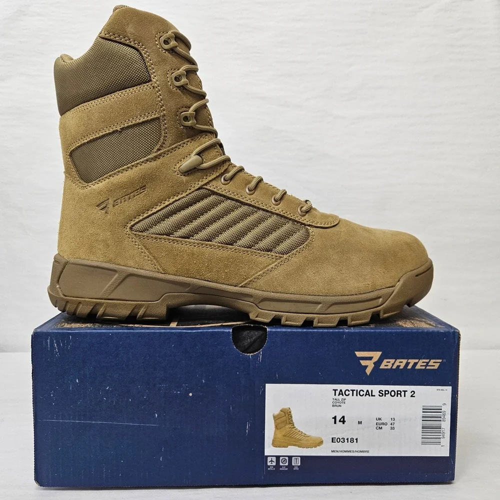 Bates Tactical Sport 2‎ Boots Tall Side Zip E03181 Coyote Brown Men's Size 14
